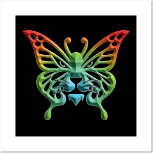 Wolf and butterfly 3d super soft blend drawing cute cool colorful Posters and Art